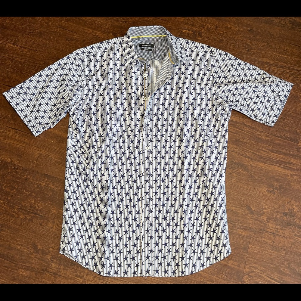 🔥BUGATCHI Men’s Casual Shirt Sz Large Short Sleeve - Picture 2 of 9